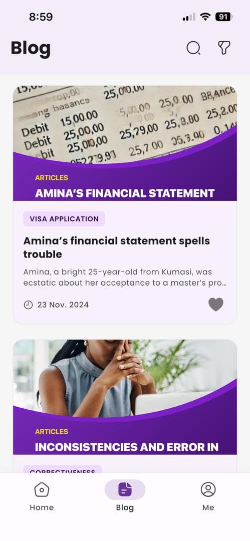 DapsCnect App — blog screen